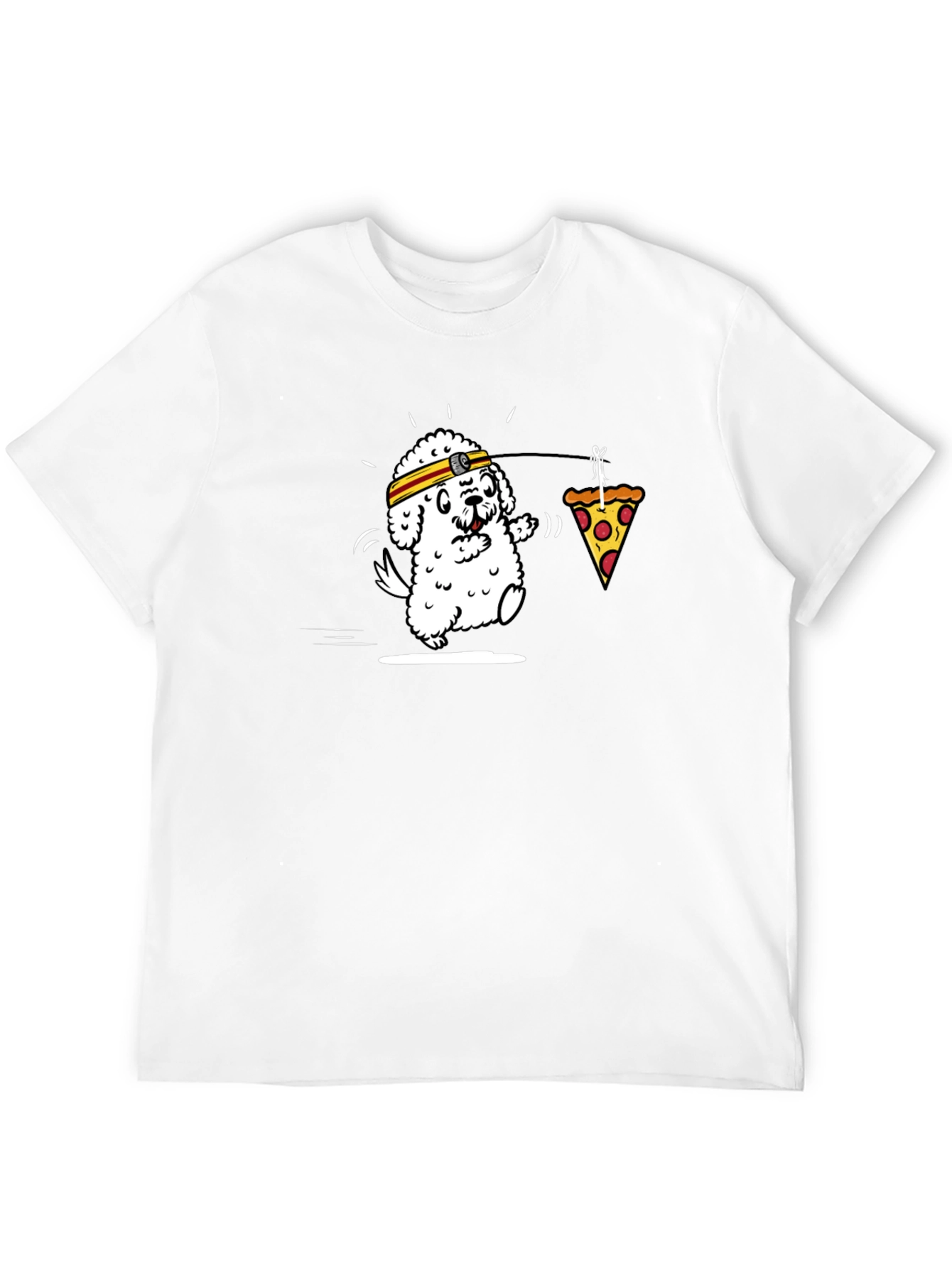 Dog Chasing Pizza Funny Graphic Tee
