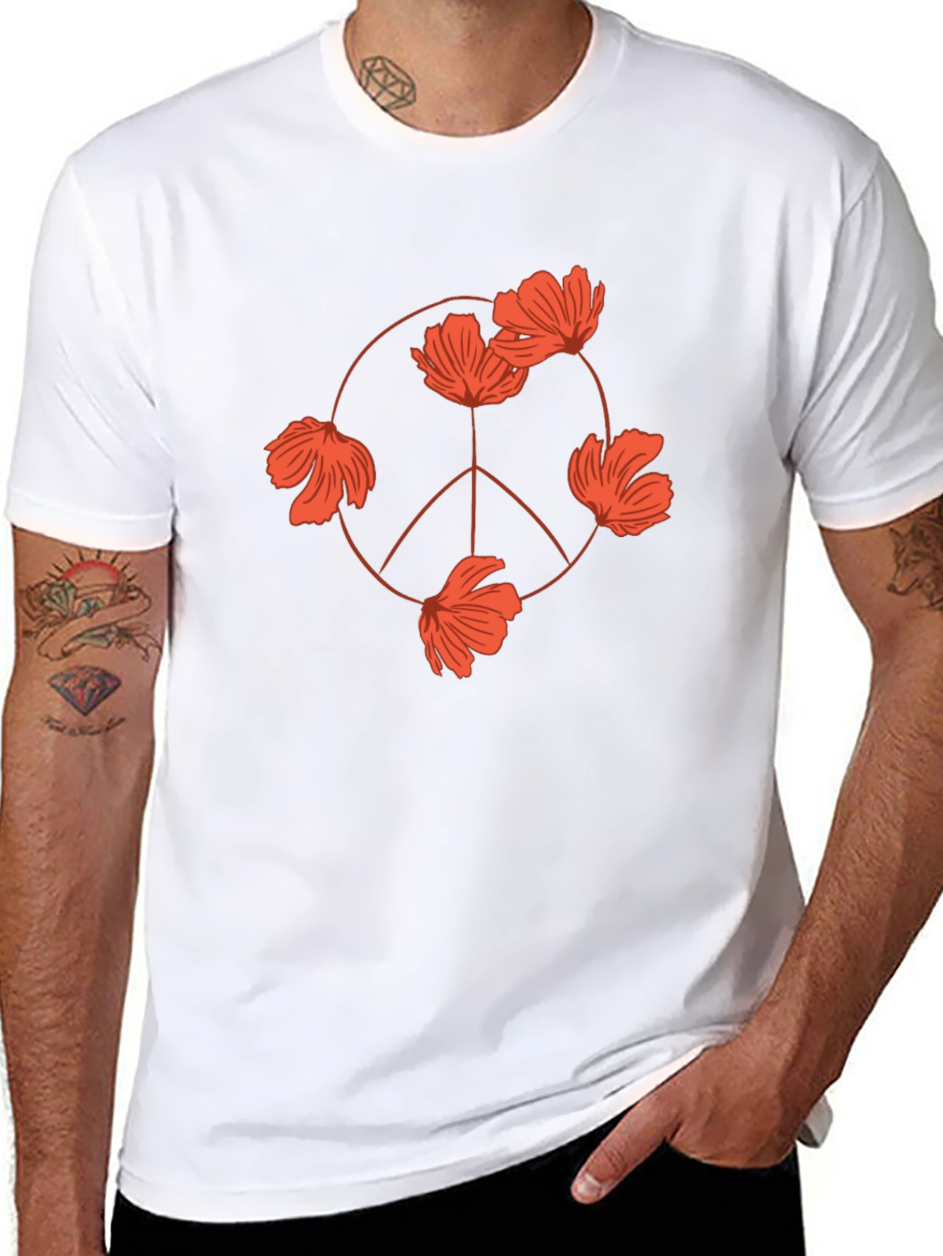 Floral Peace Sign T-Shirt - Modern Graphic Tee