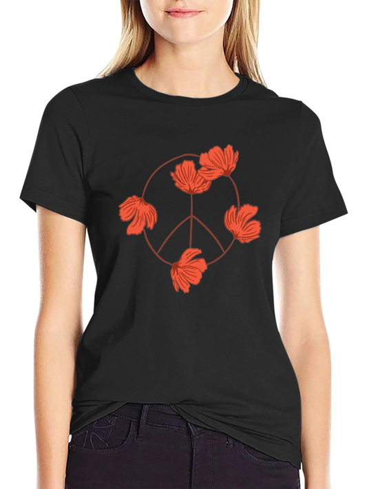 Floral Peace Sign T-Shirt - Modern Graphic Tee
