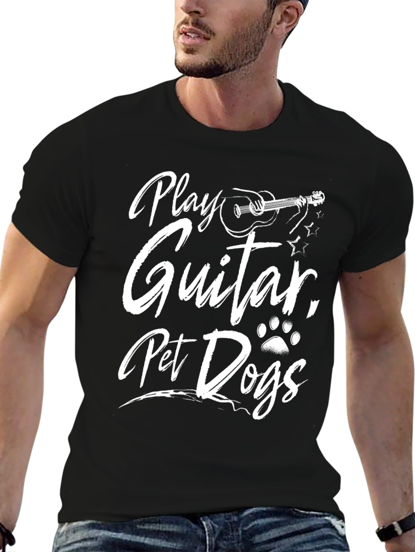 Play Guitar Pet Dogs Graphic T-Shirt