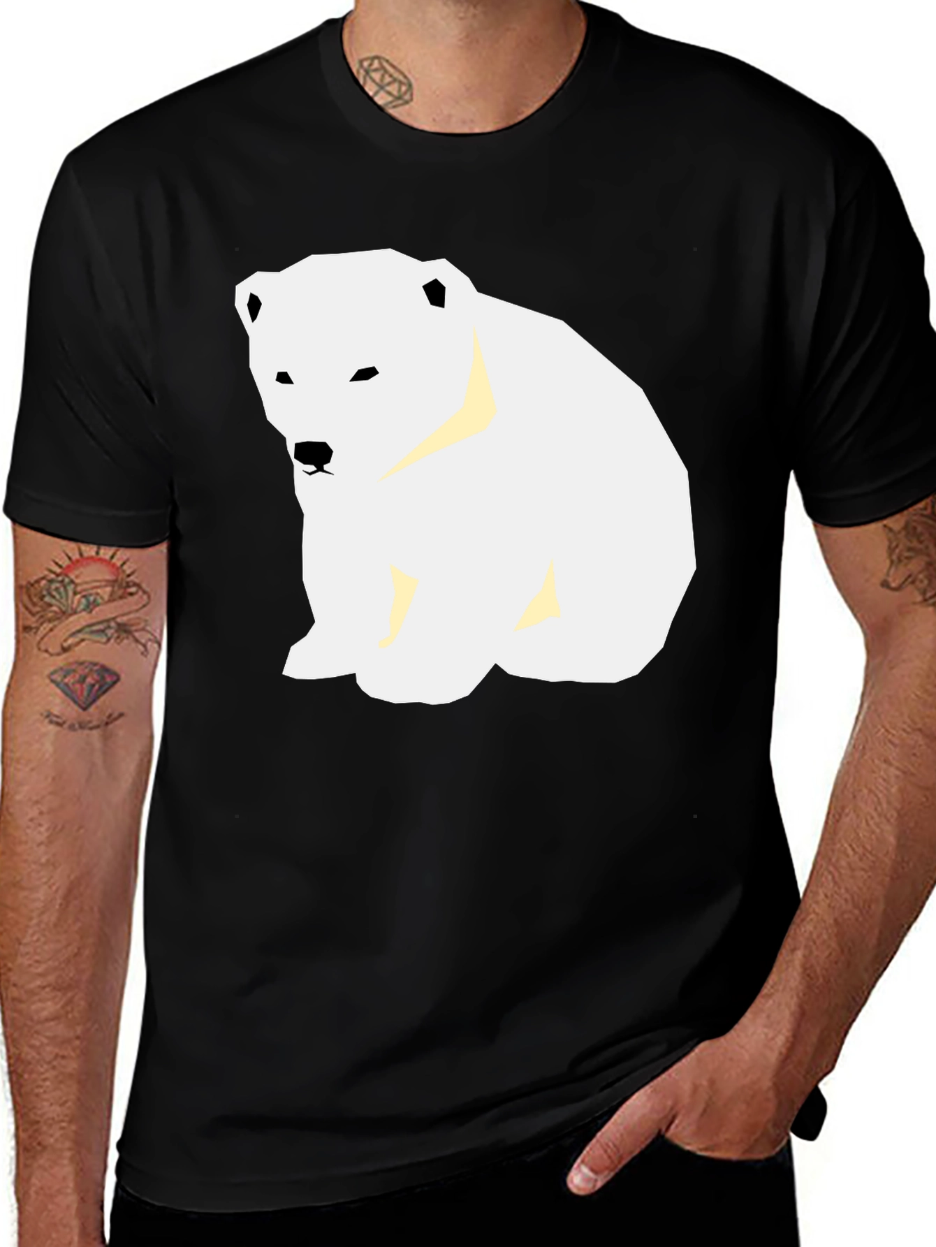 Polar Bear Graphic Tee - Black Casual T-Shirt