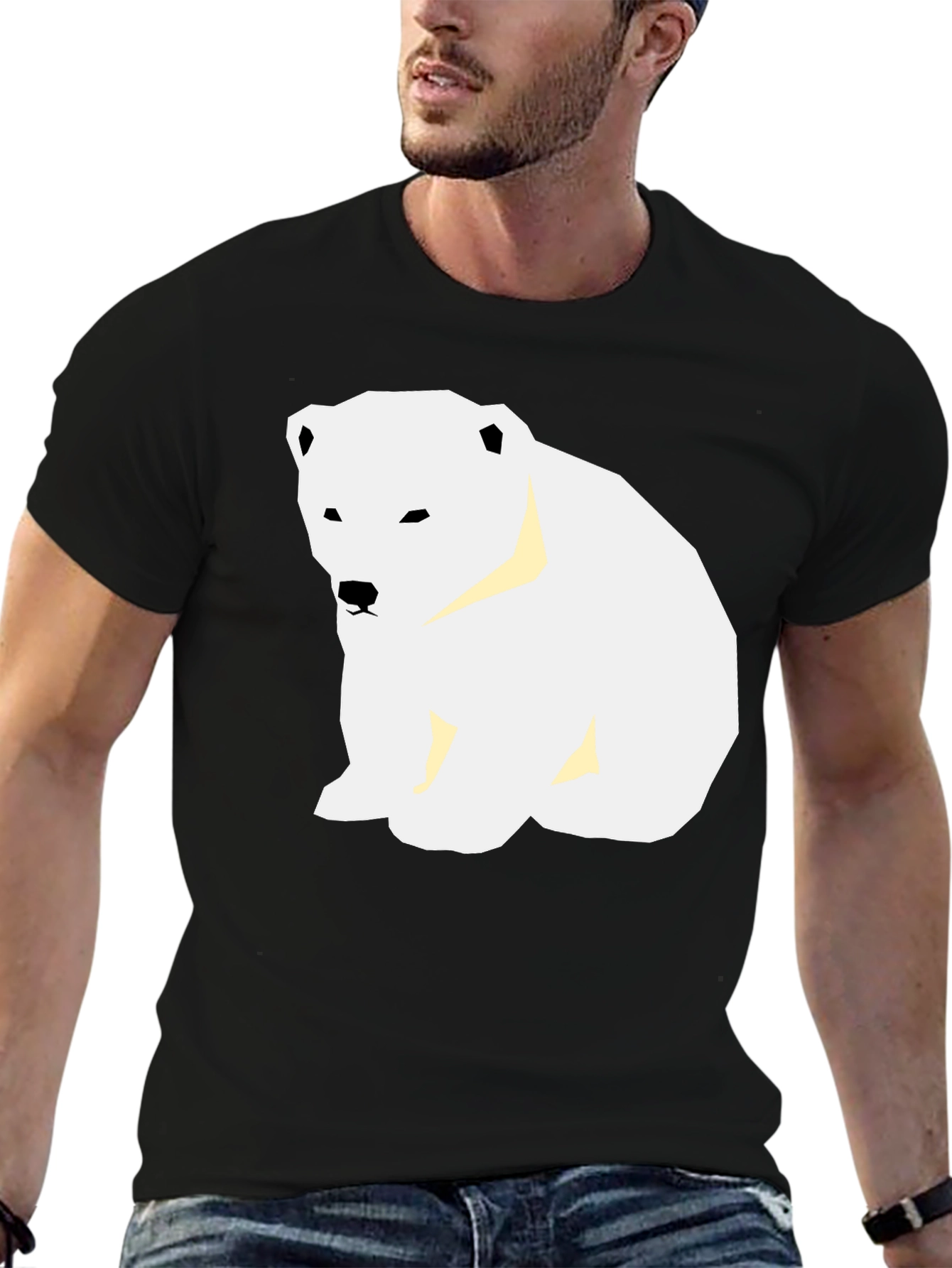 Polar Bear Graphic Tee - Black Casual T-Shirt