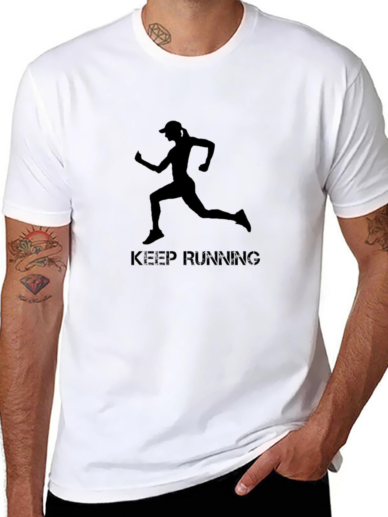 Keep Running Black T-Shirt - Athlete Motivation