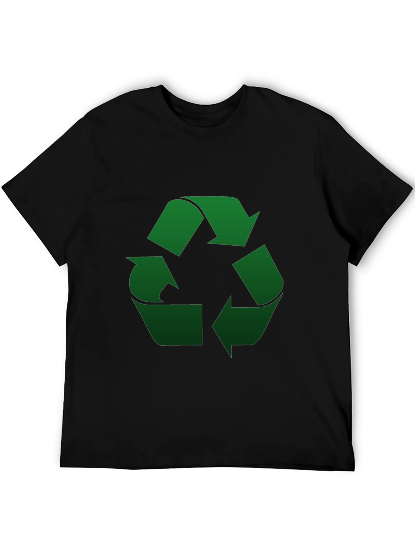 Eco-Friendly Black T-Shirt - Green Recycle Symbol
