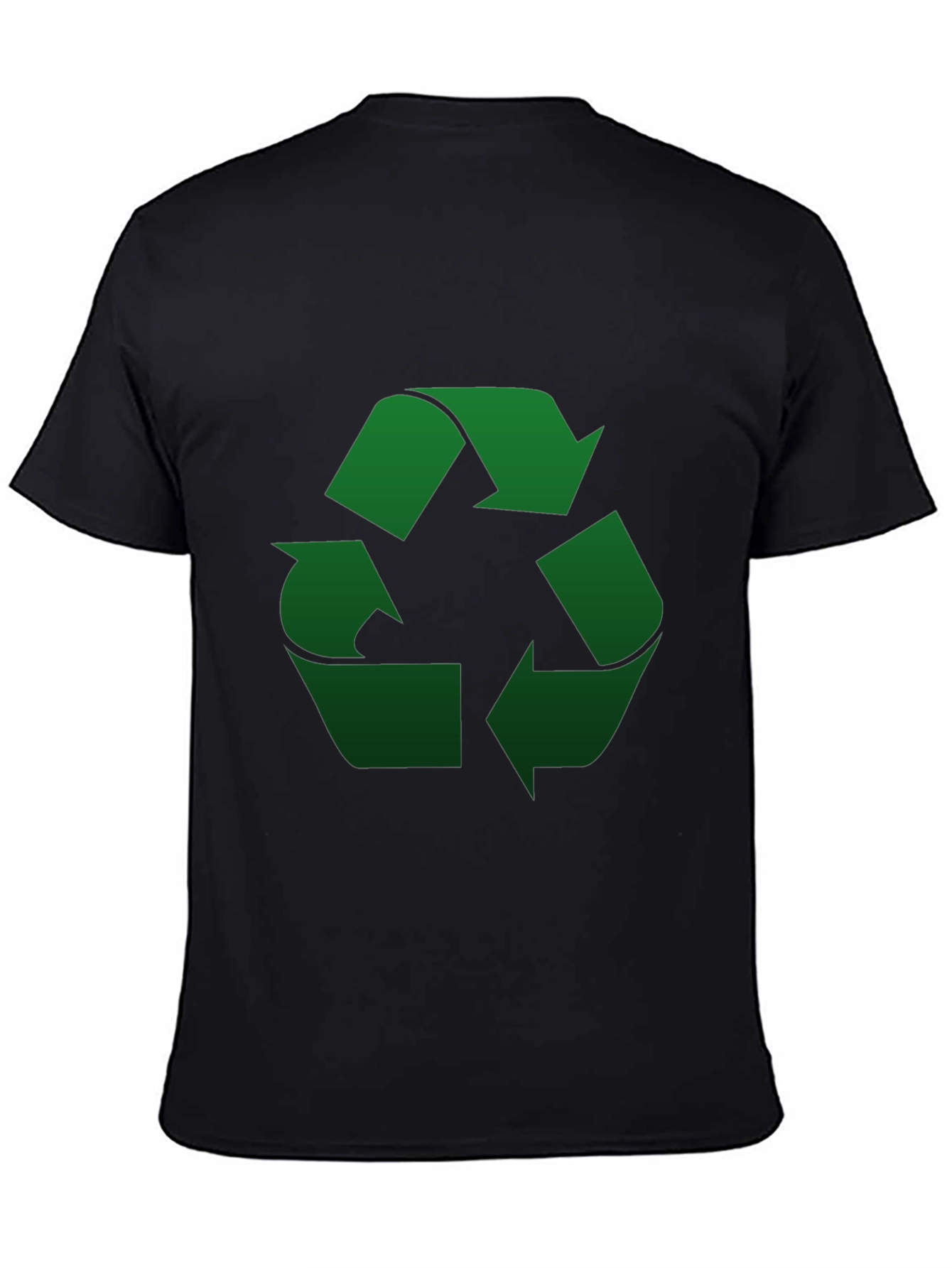 Eco-Friendly Black T-Shirt - Green Recycle Symbol