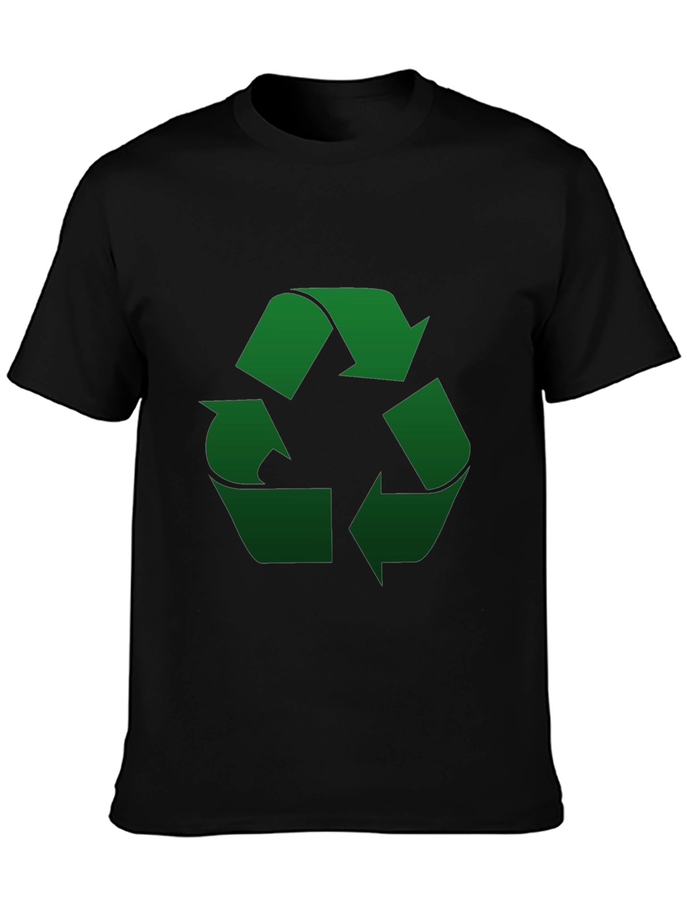 Eco-Friendly Black T-Shirt - Green Recycle Symbol