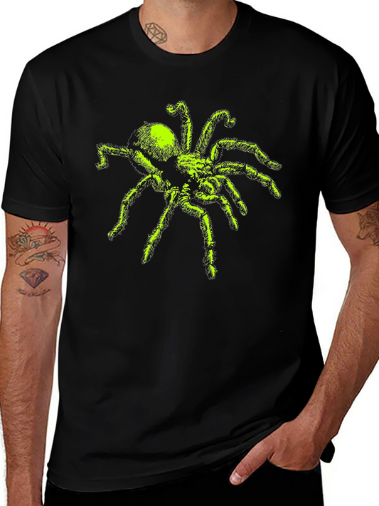Neon Green Spider Graphic Tee - Black T-Shirt