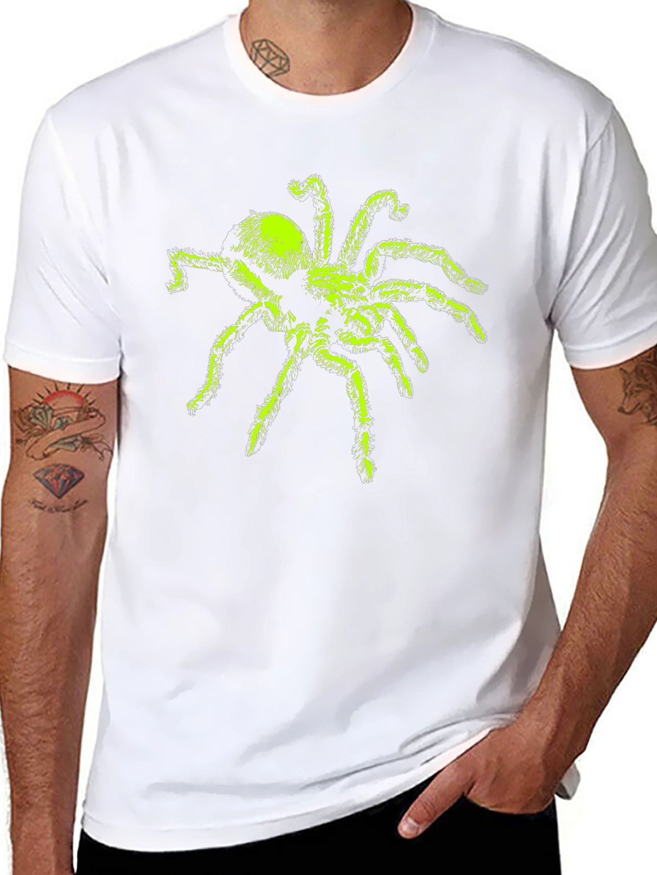 Neon Green Spider Graphic Tee - Black T-Shirt
