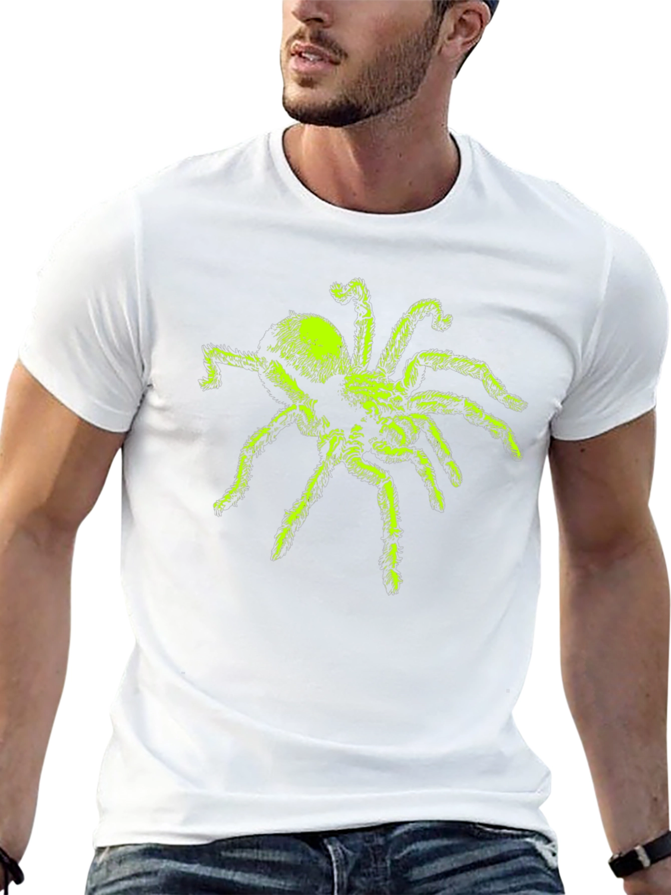 Neon Green Spider Graphic Tee - Black T-Shirt