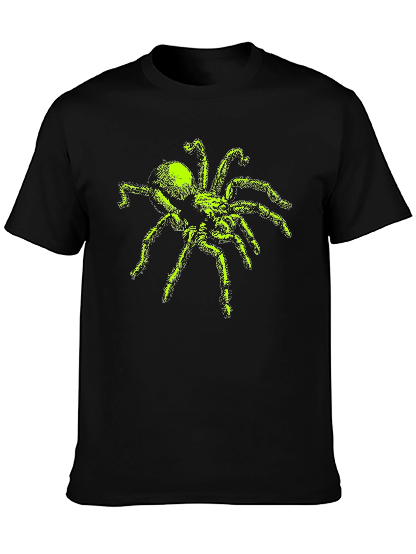 Neon Green Spider Graphic Tee - Black T-Shirt