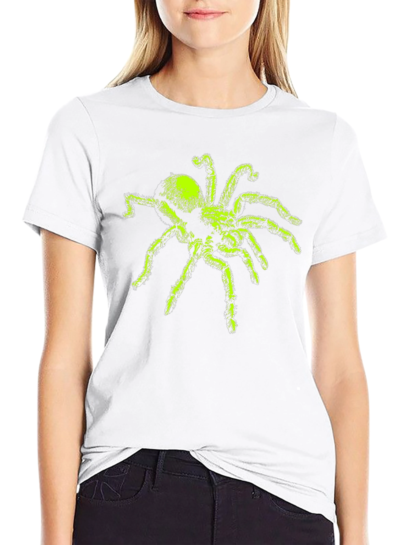 Neon Green Spider Graphic Tee - Black T-Shirt