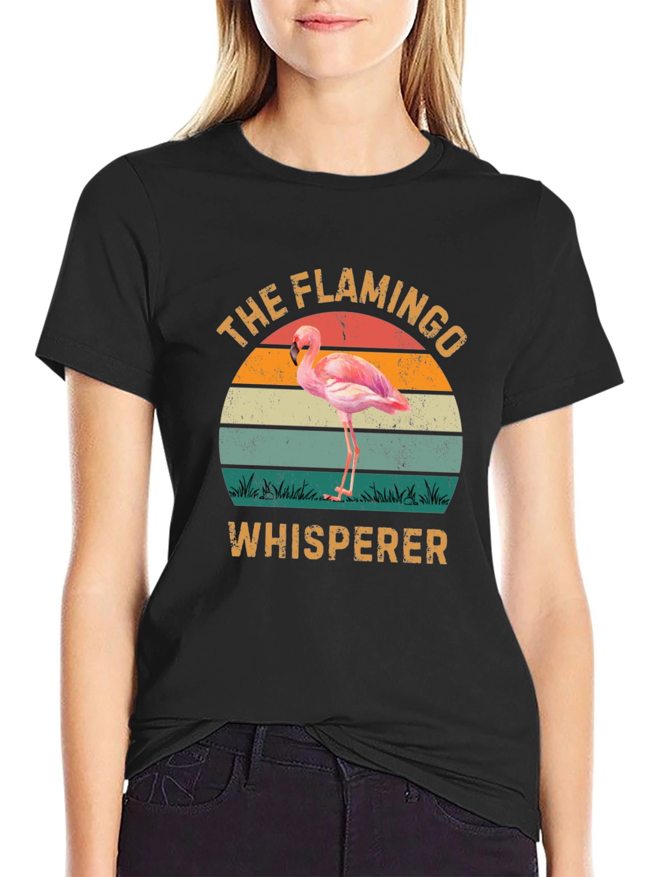 Flamingo Whisperer Retro T-Shirt