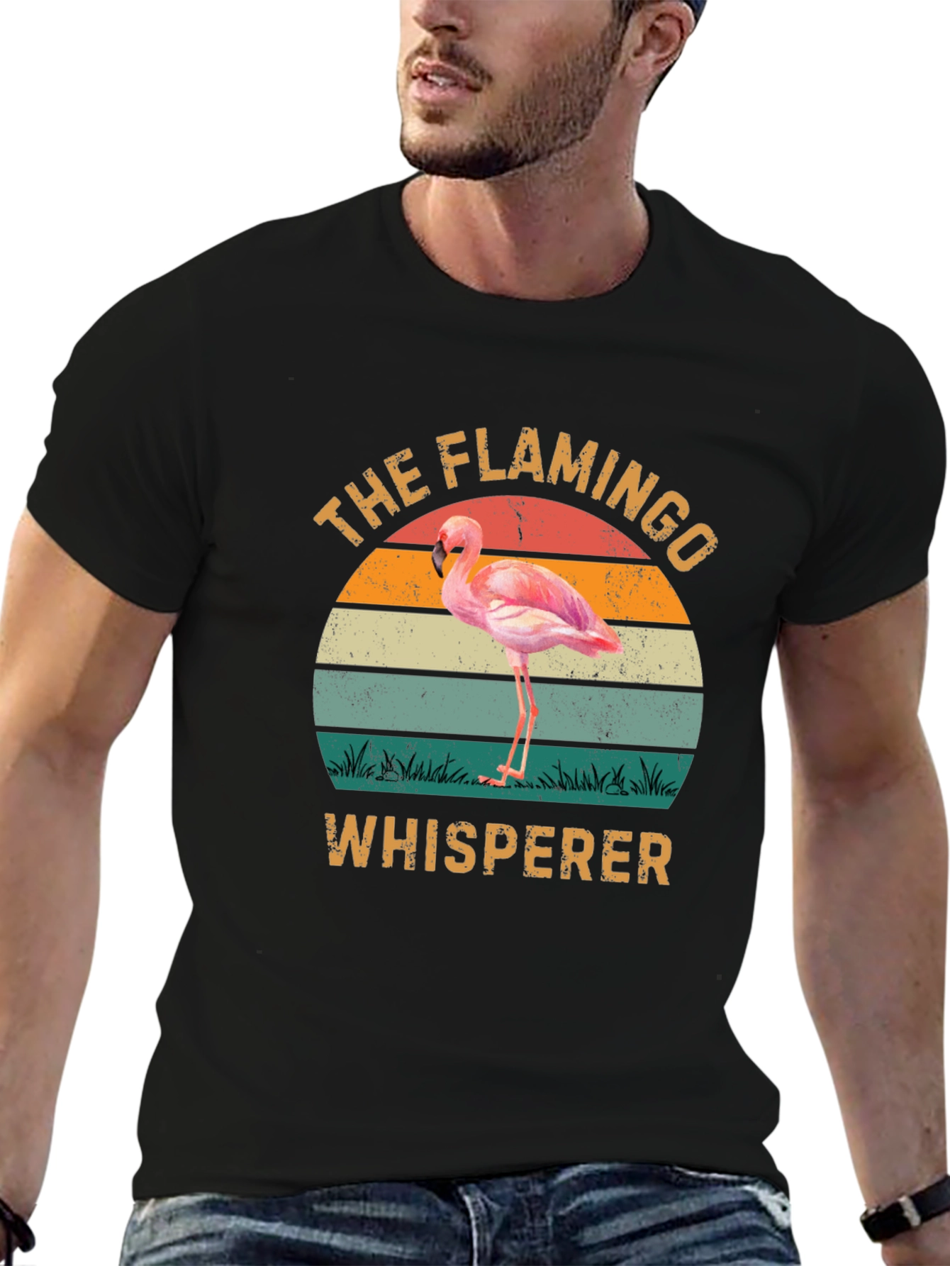 Flamingo Whisperer Retro T-Shirt