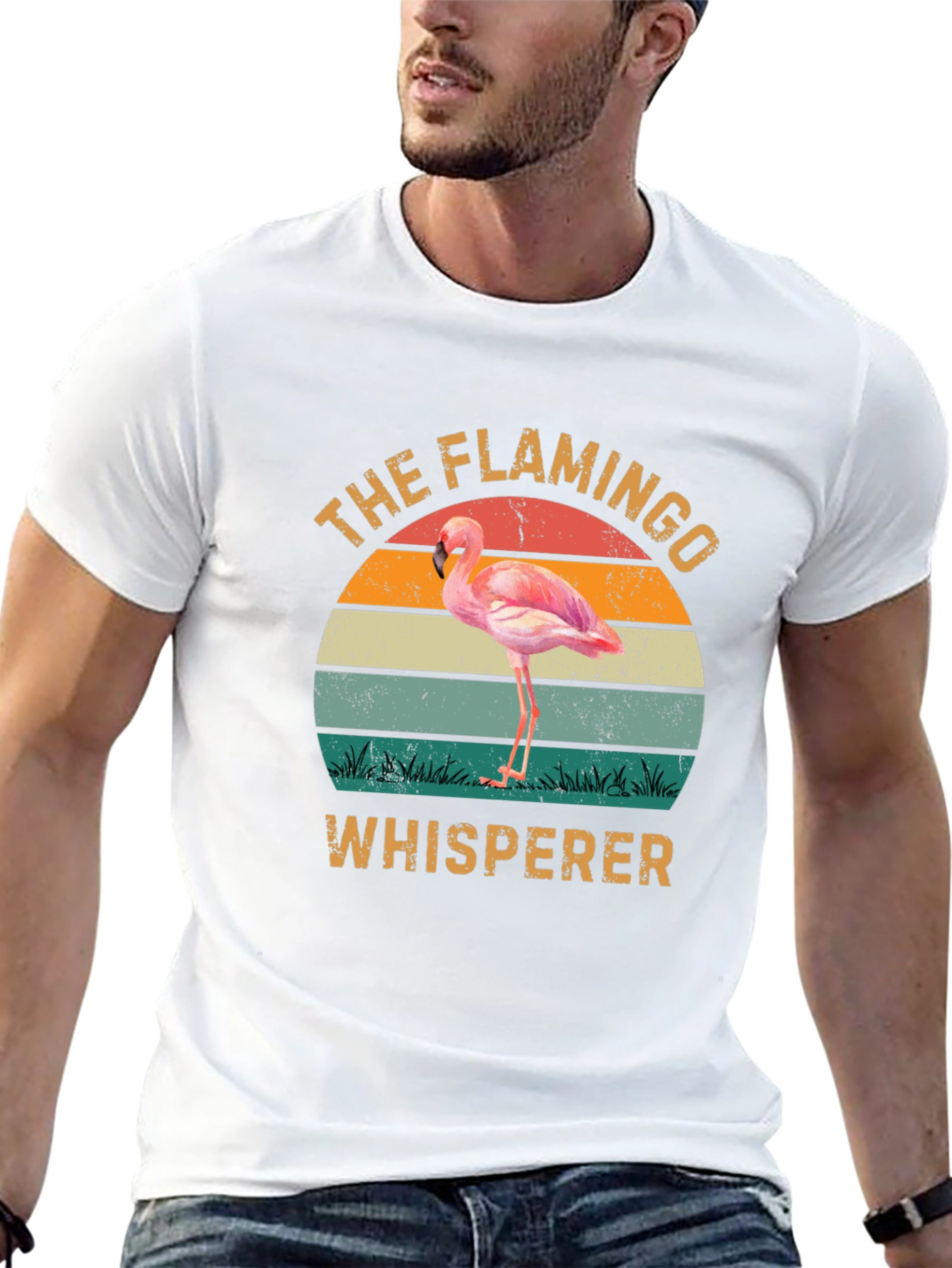 Flamingo Whisperer Retro T-Shirt