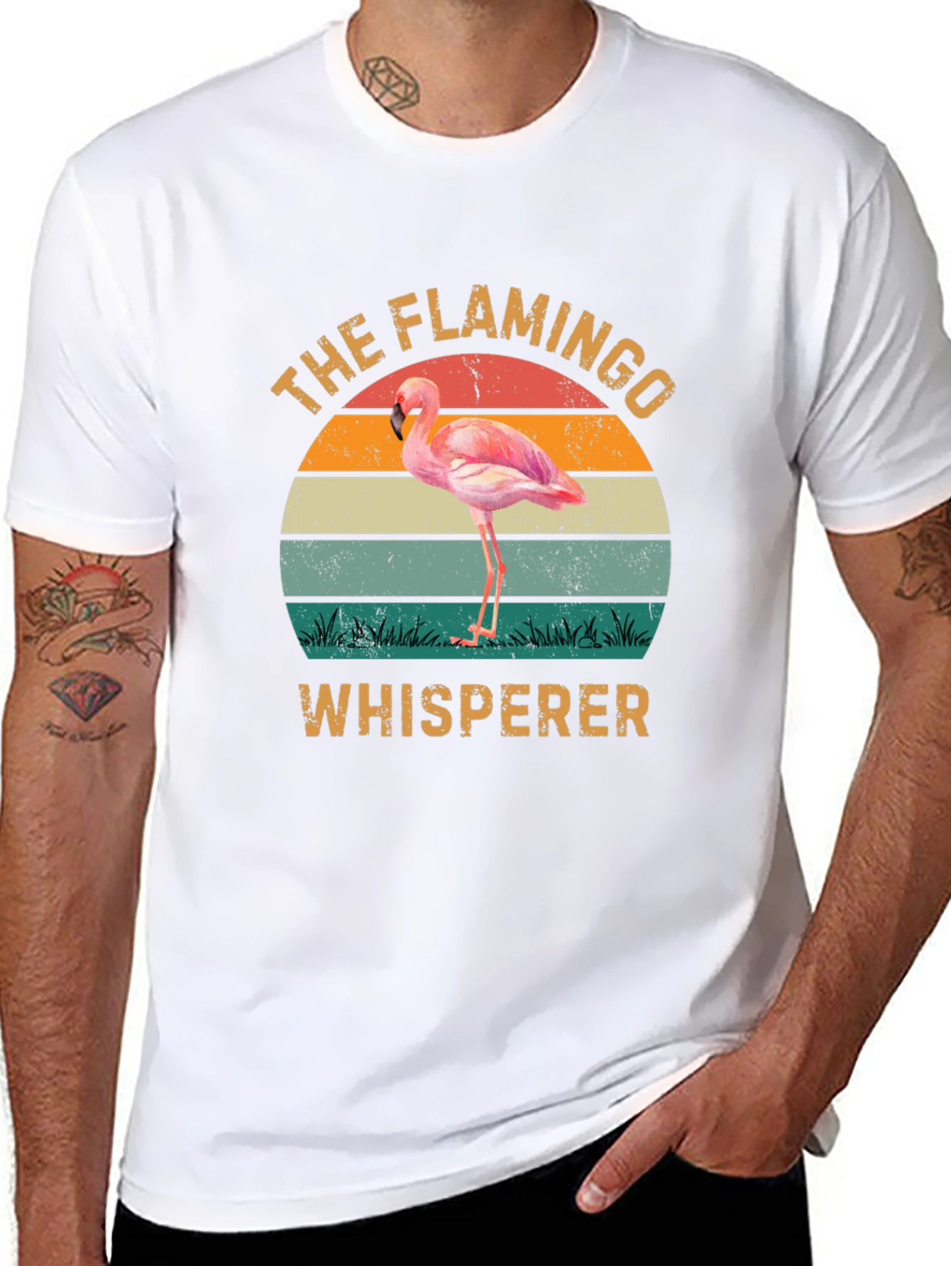 Flamingo Whisperer Retro T-Shirt
