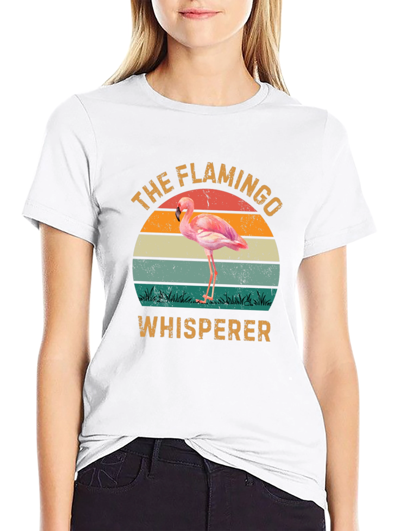 Flamingo Whisperer Retro T-Shirt