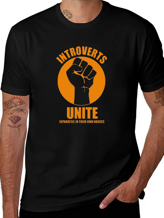 Introverts Unite Graphic T-Shirt - Black Cotton