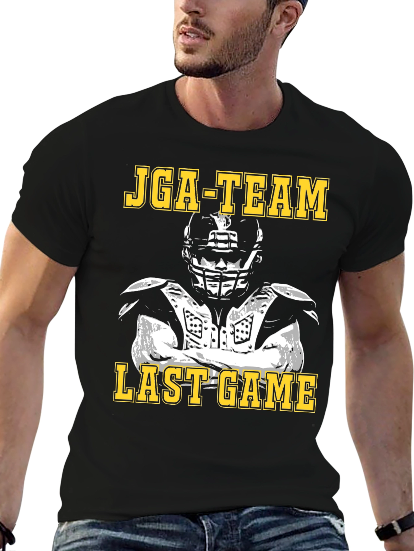 JGA-TEAM Last Game Football Player Black T-Shirt