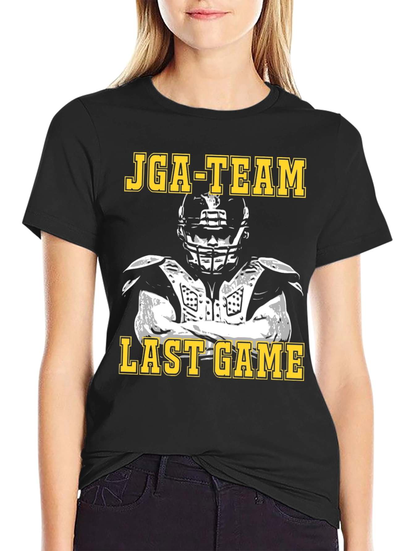 JGA-TEAM Last Game Football Player Black T-Shirt