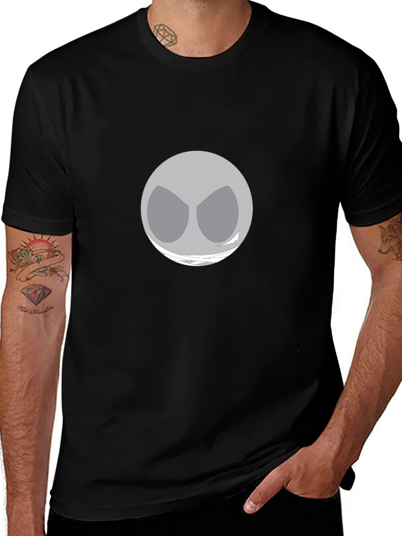 Mens Black T-Shirt with Gray Abstract Graphic