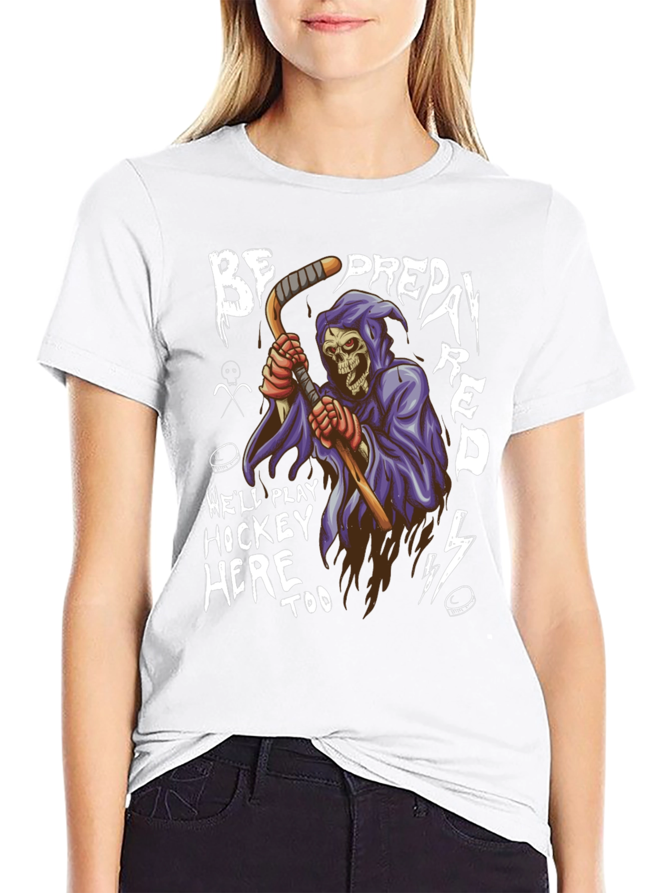 Hockey Grim Reaper Graphic T-Shirt