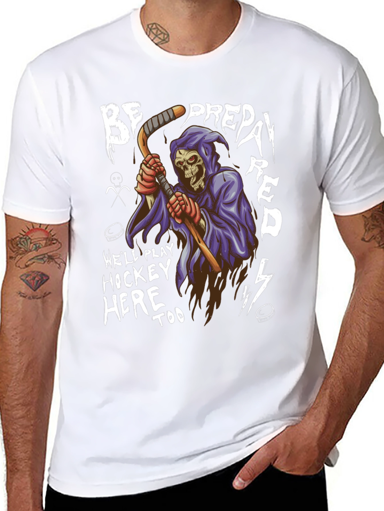 Hockey Grim Reaper Graphic T-Shirt