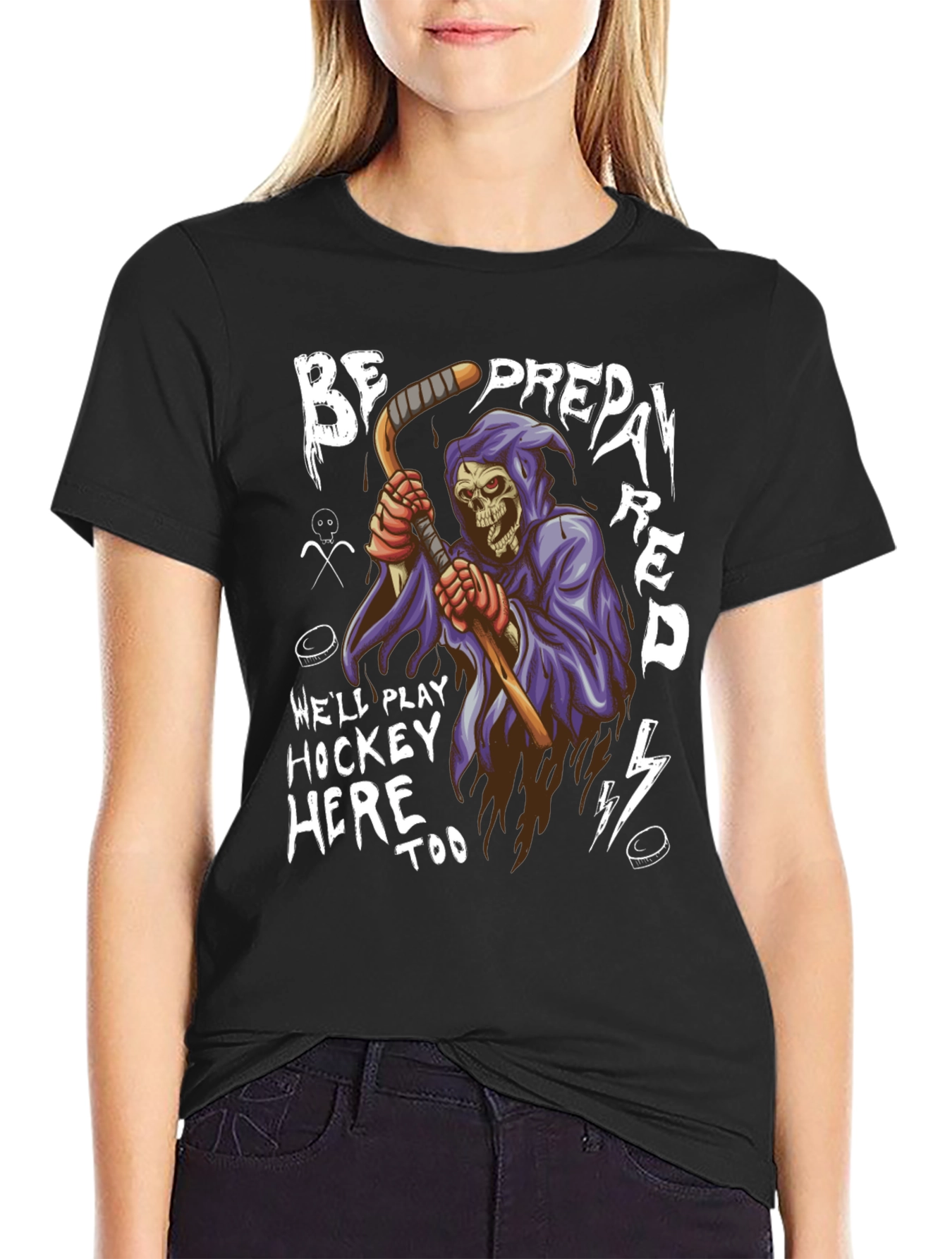 Hockey Grim Reaper Graphic T-Shirt