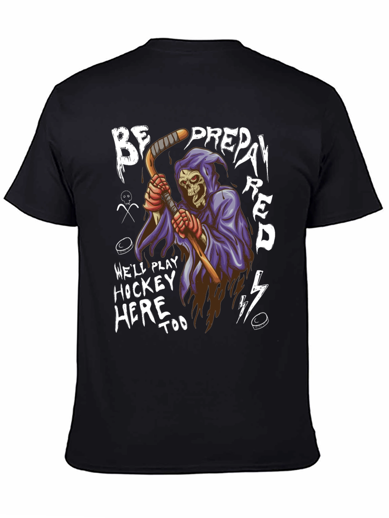Hockey Grim Reaper Graphic T-Shirt