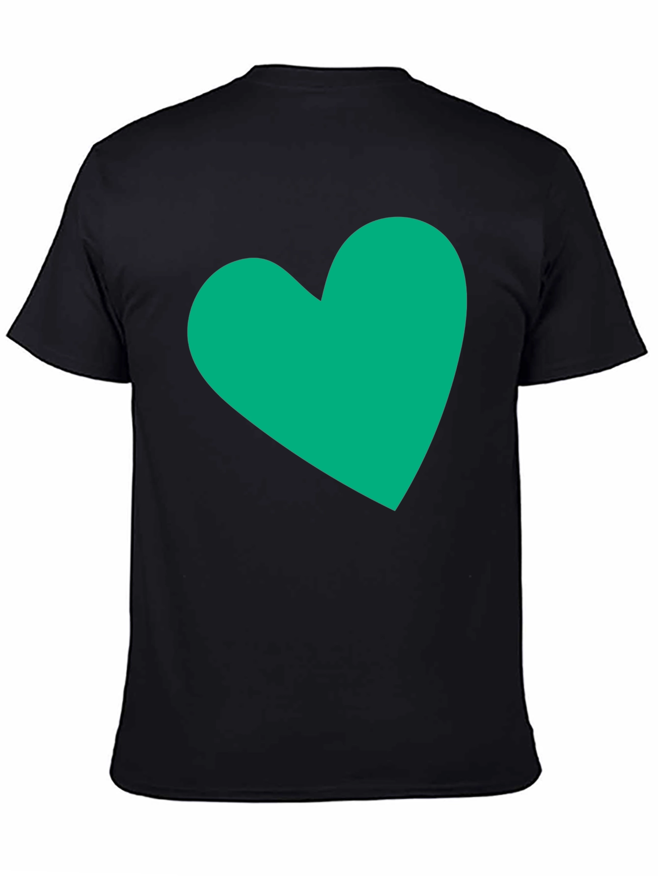 Black Tee with Green Heart Graphic