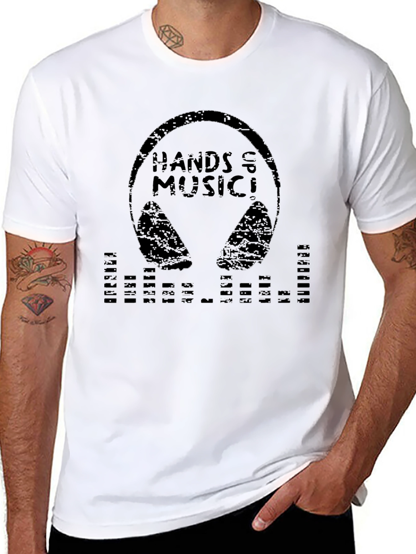 Hands Up Music Graphic Print Black Tee