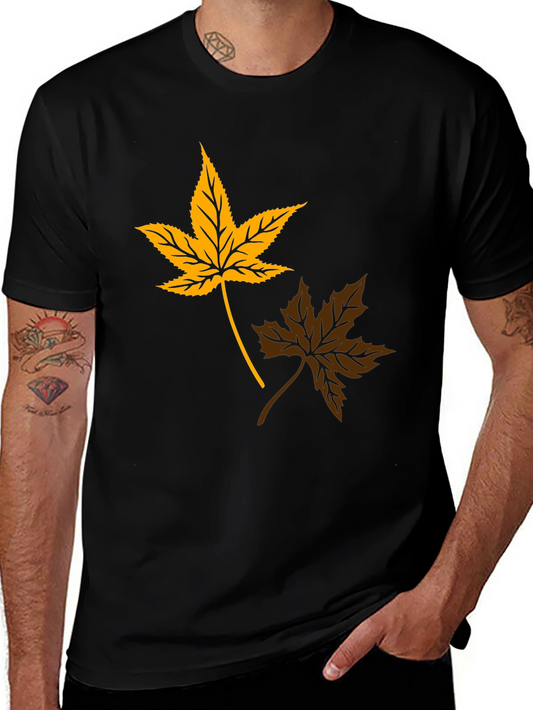 Autumn Leaf Graphic Tee - Stylish Black T-Shirt
