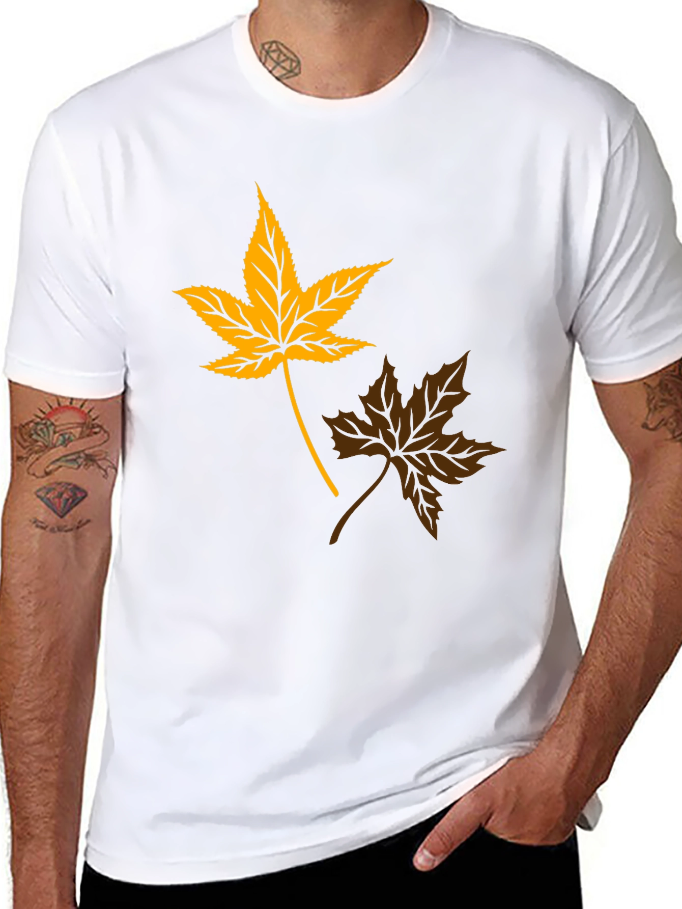 Autumn Leaf Graphic Tee - Stylish Black T-Shirt