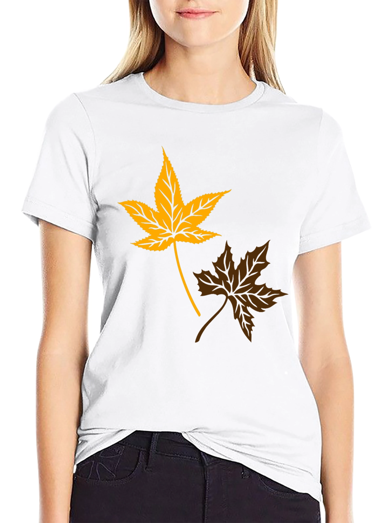 Autumn Leaf Graphic Tee - Stylish Black T-Shirt