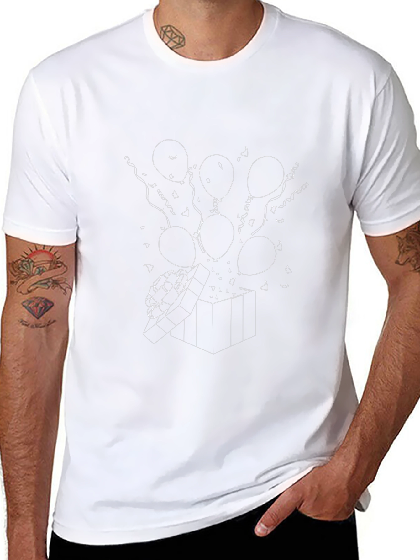 Balloons Gift Box Black T-Shirt