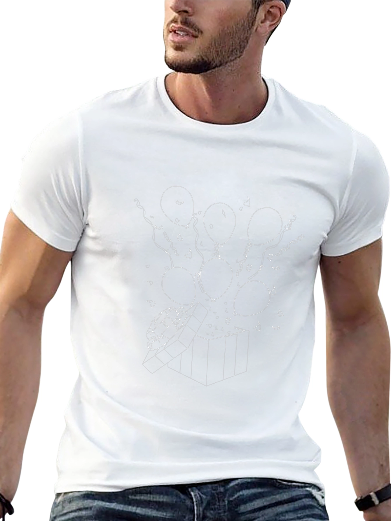 Balloons Gift Box Black T-Shirt