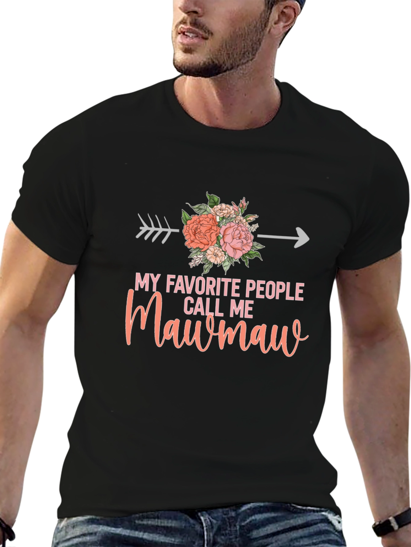 Mawmaw Arrow Floral Graphic T-Shirt - Black