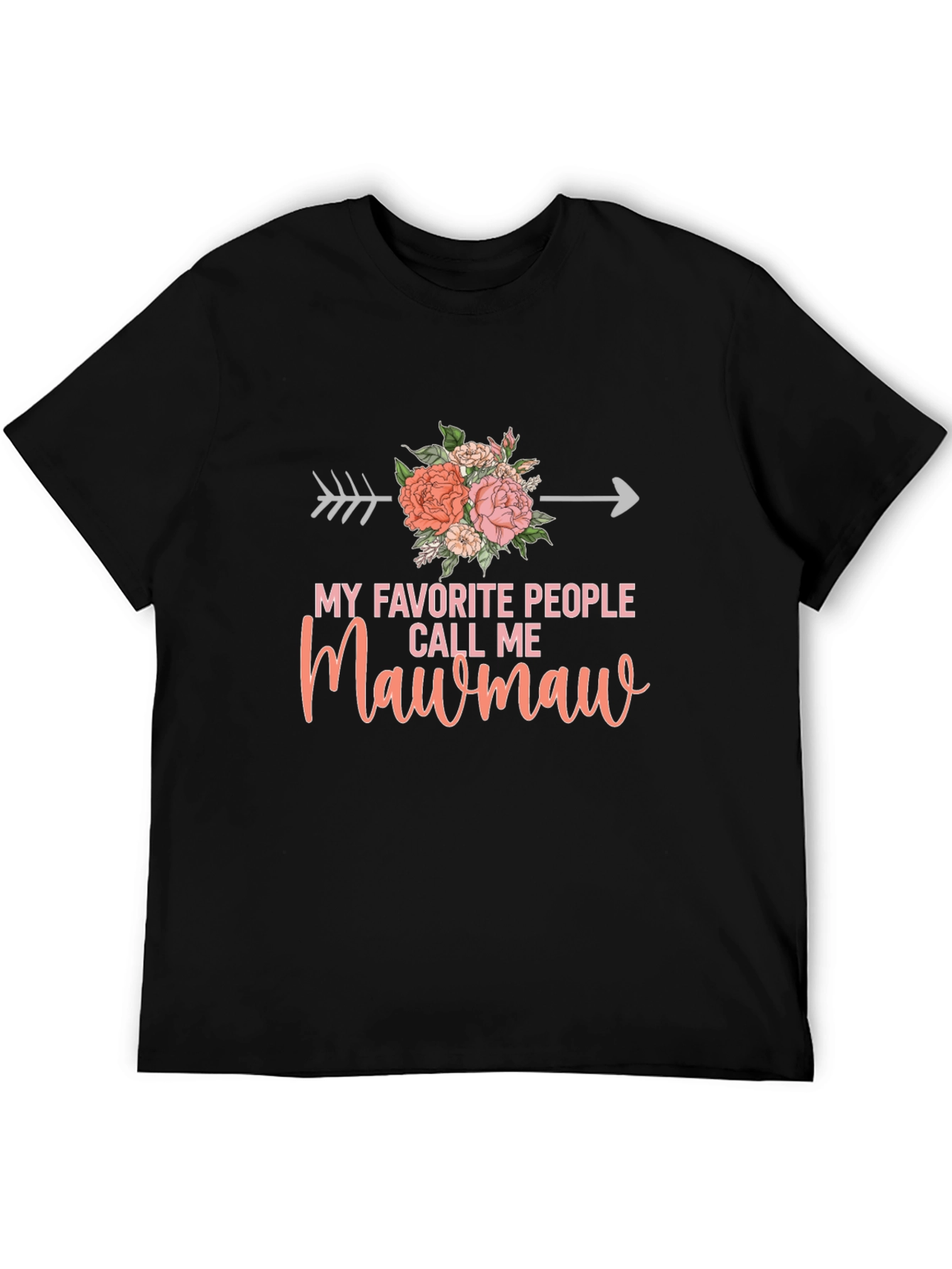 Mawmaw Arrow Floral Graphic T-Shirt - Black
