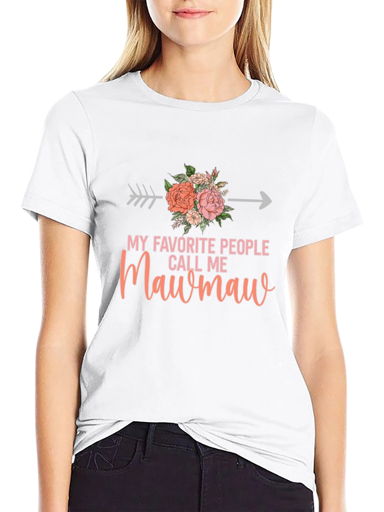 Mawmaw Arrow Floral Graphic T-Shirt - Black