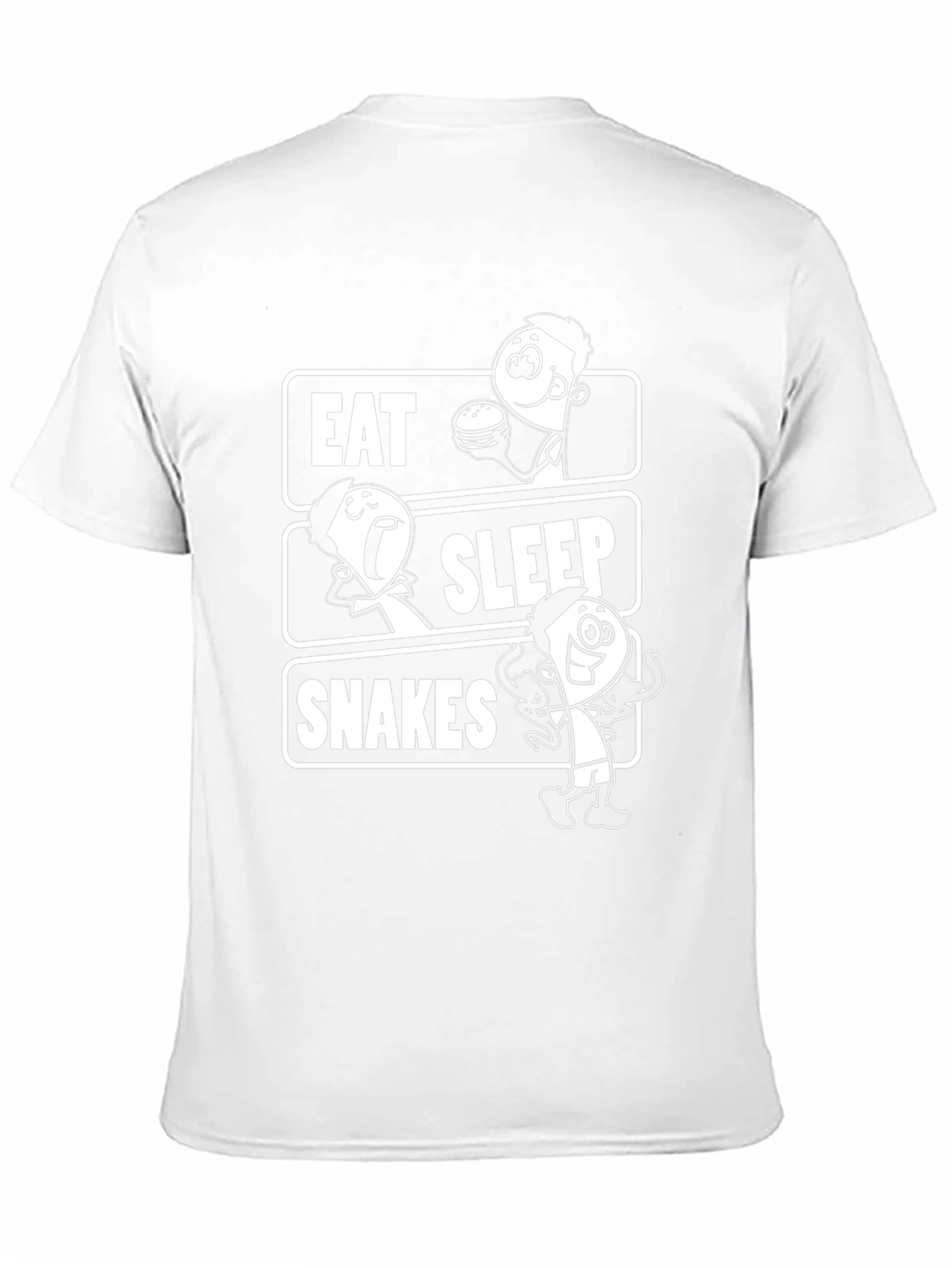 Eat Sleep Snakes Black T-Shirt Cartoon Graphic Tee