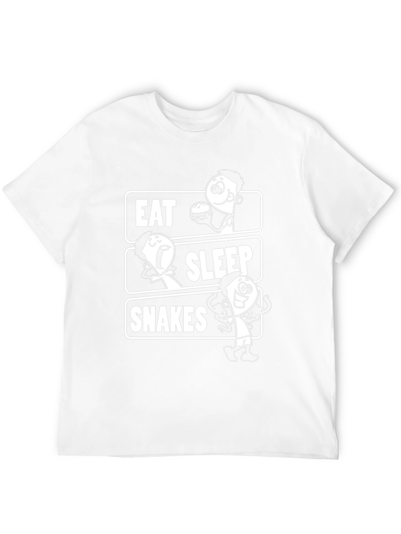Eat Sleep Snakes Black T-Shirt Cartoon Graphic Tee