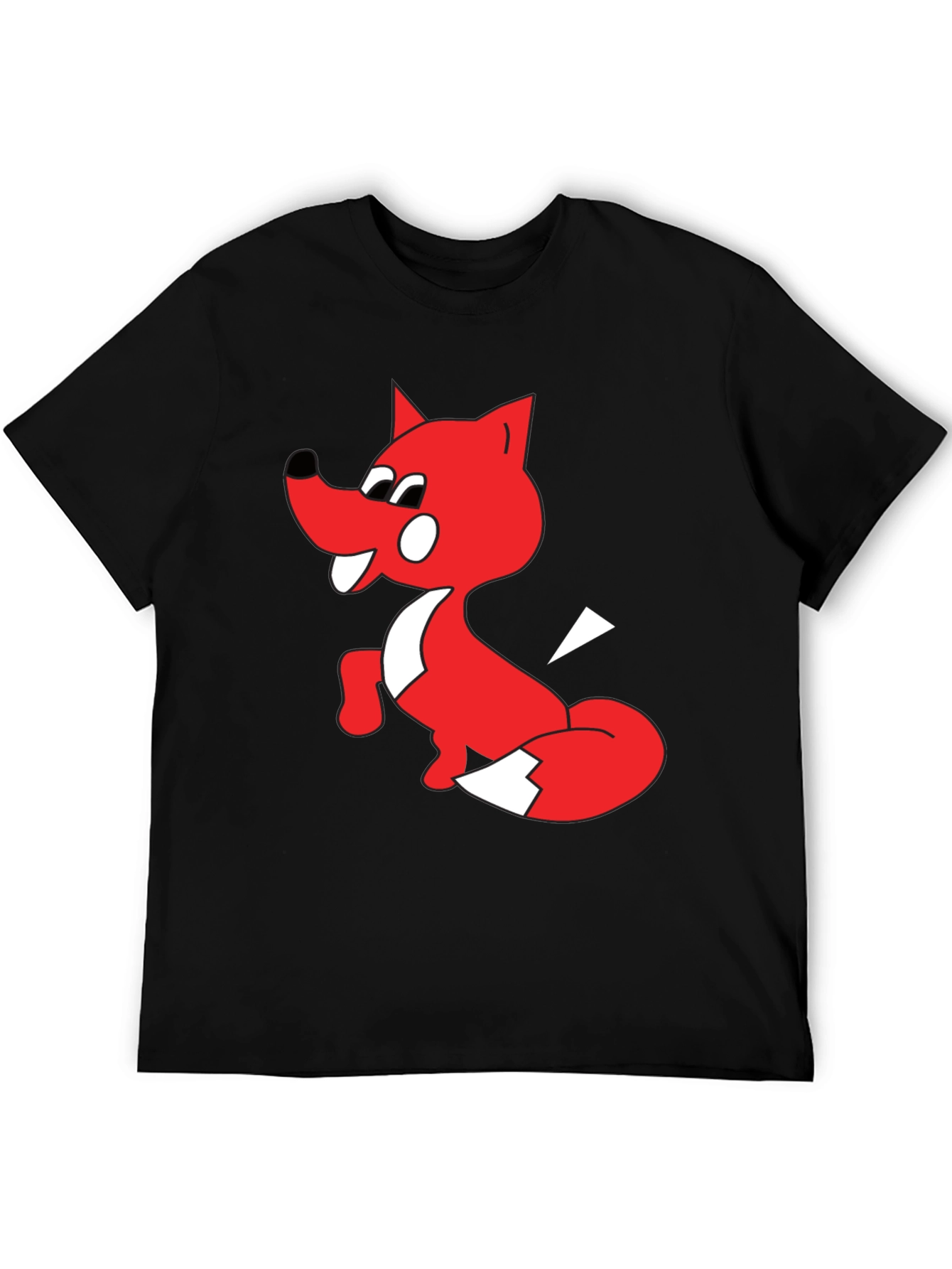 Cartoon Fox Graphic Tee - Unisex Black T-Shirt