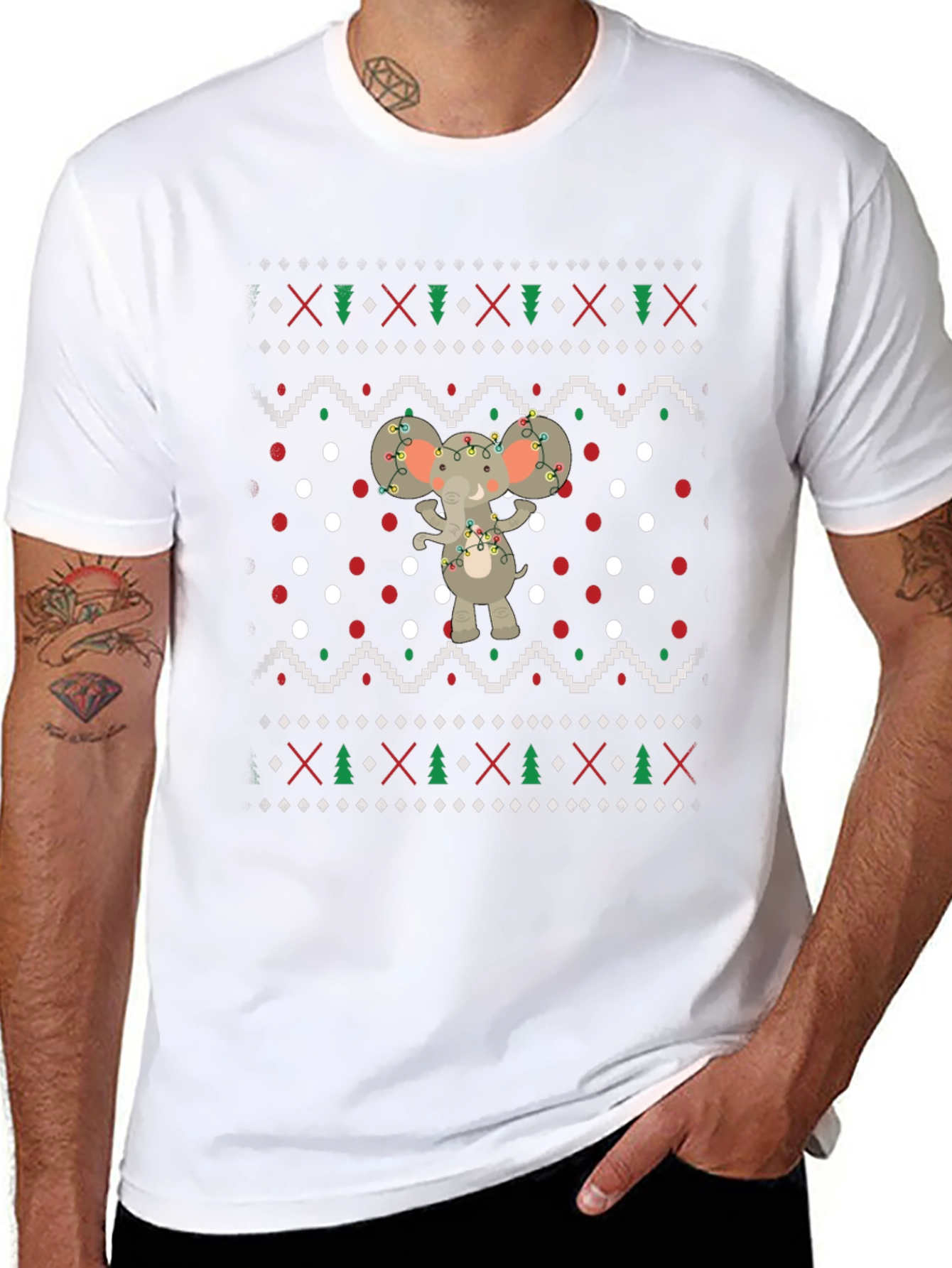 Ugly Christmas Sweater Elephant T-Shirt