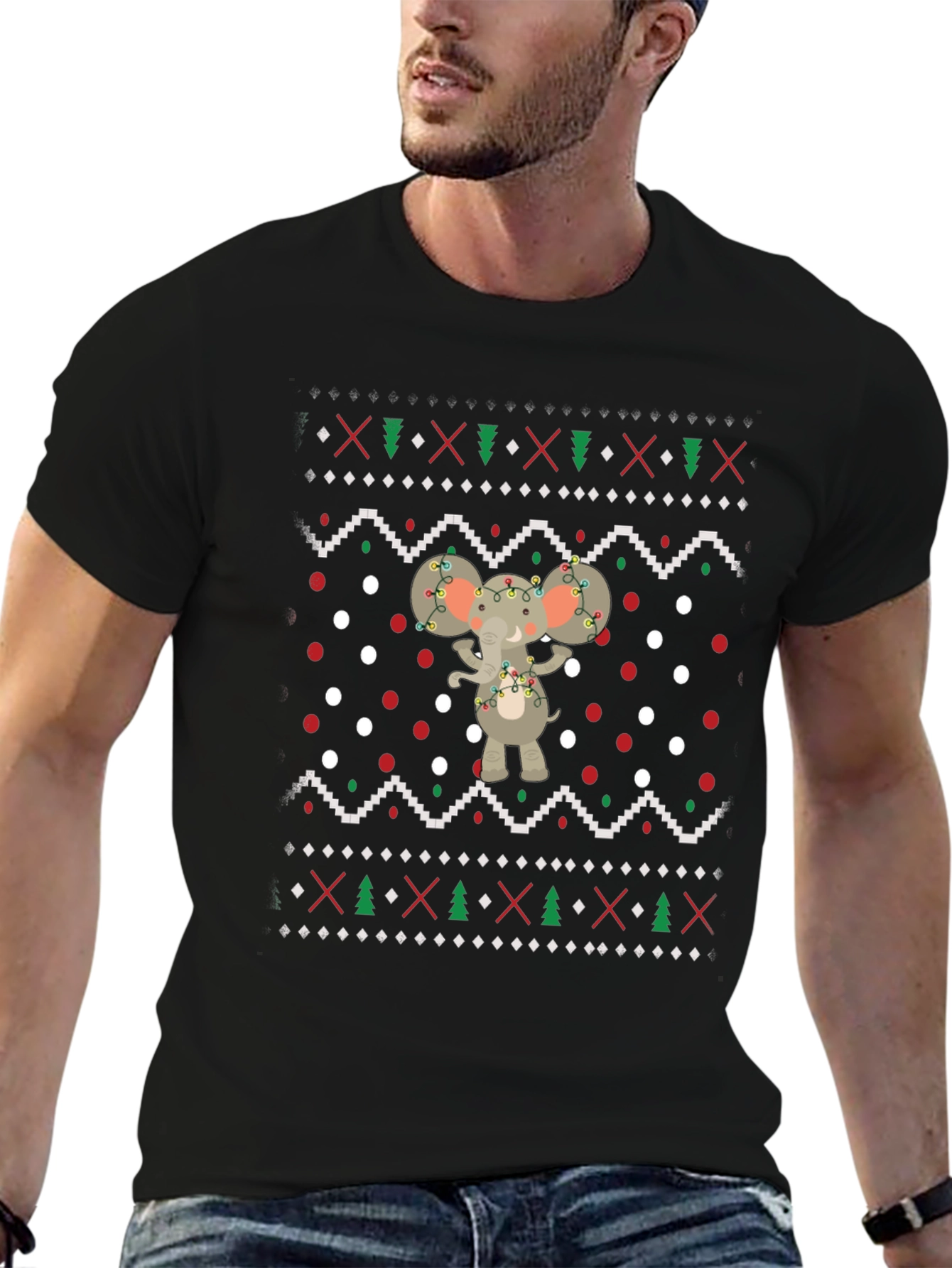Ugly Christmas Sweater Elephant T-Shirt