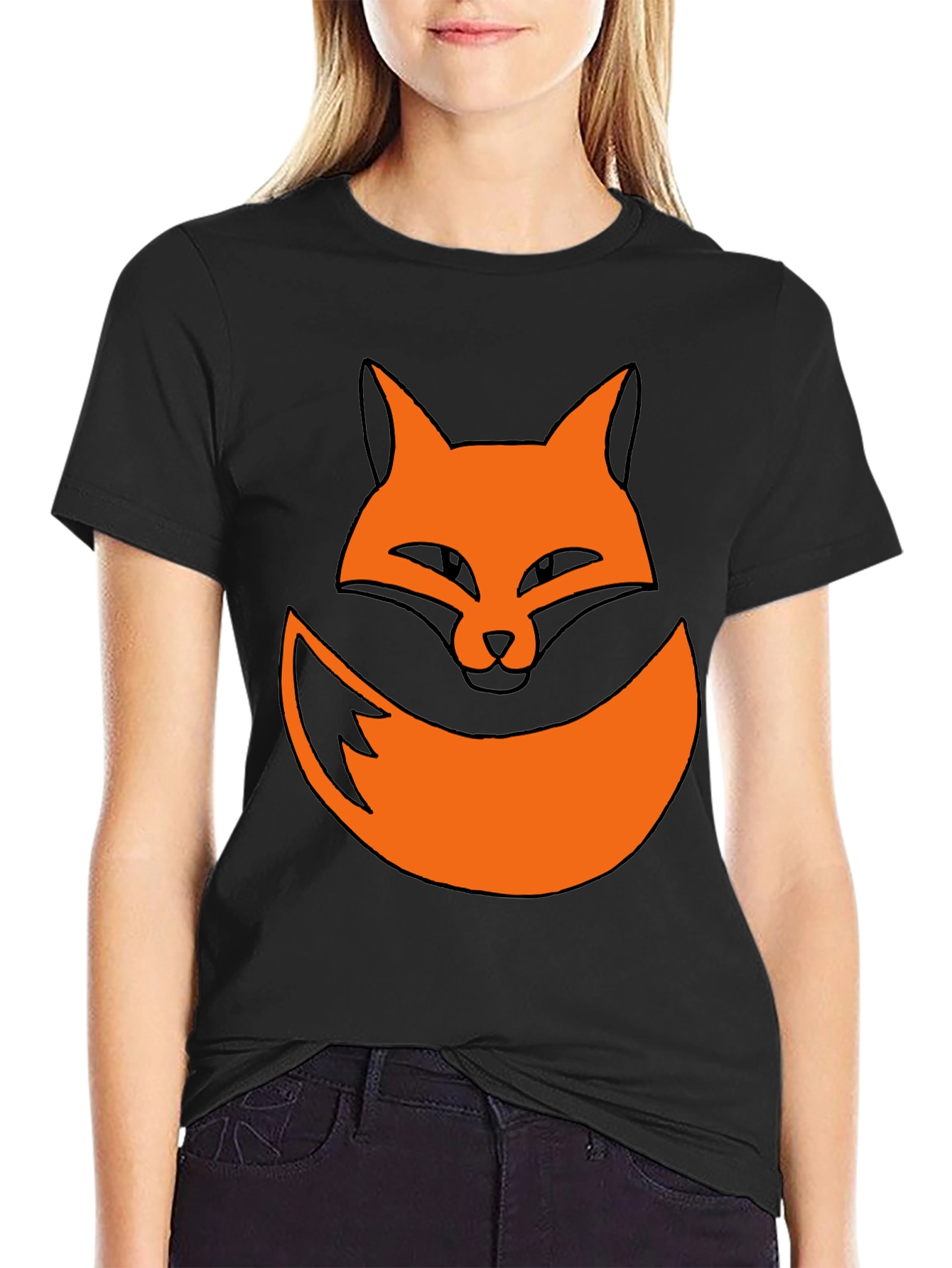 Fox Graphic Black T-Shirt - Novelty Animal Tee