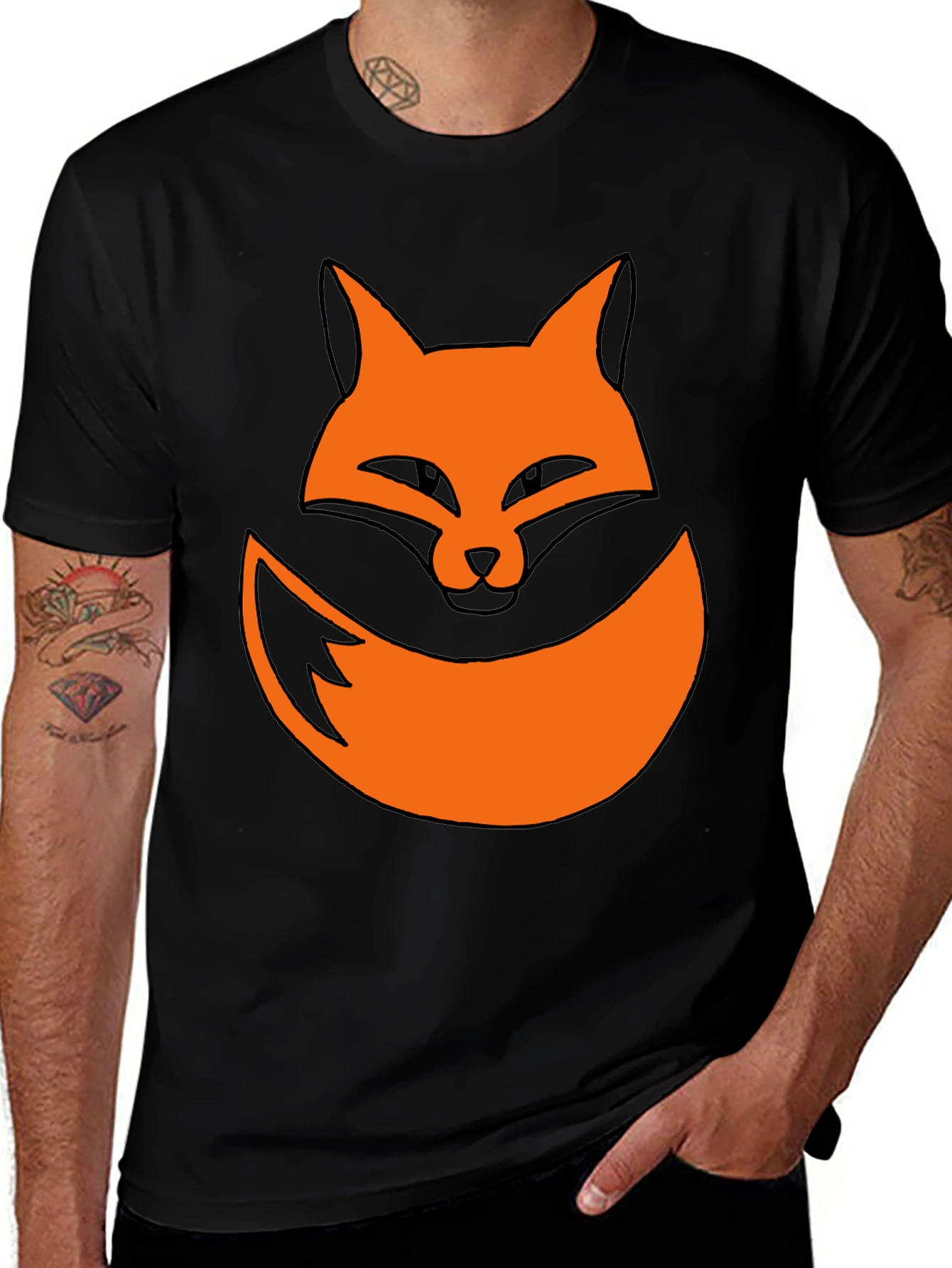 Fox Graphic Black T-Shirt - Novelty Animal Tee