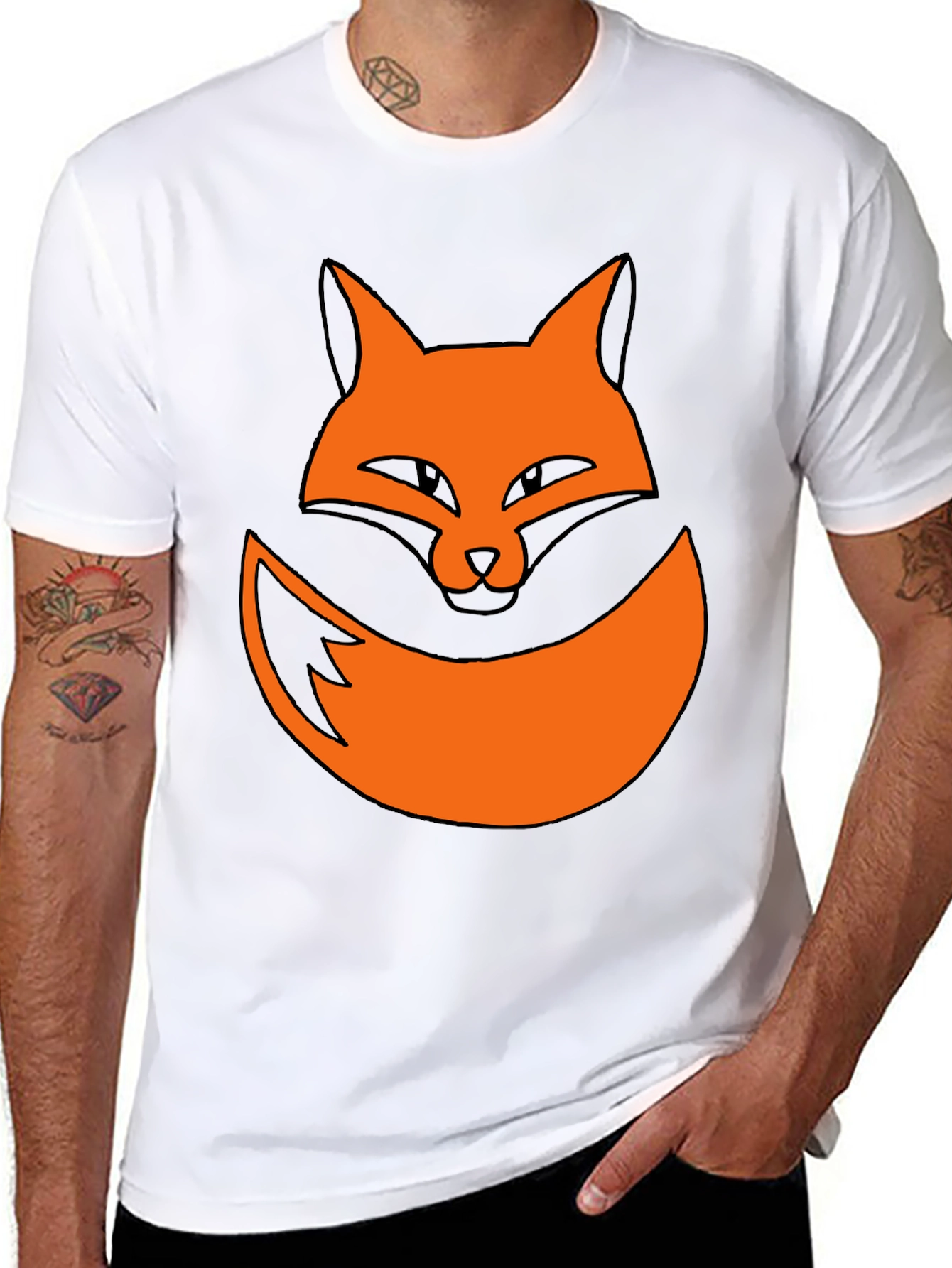 Fox Graphic Black T-Shirt - Novelty Animal Tee