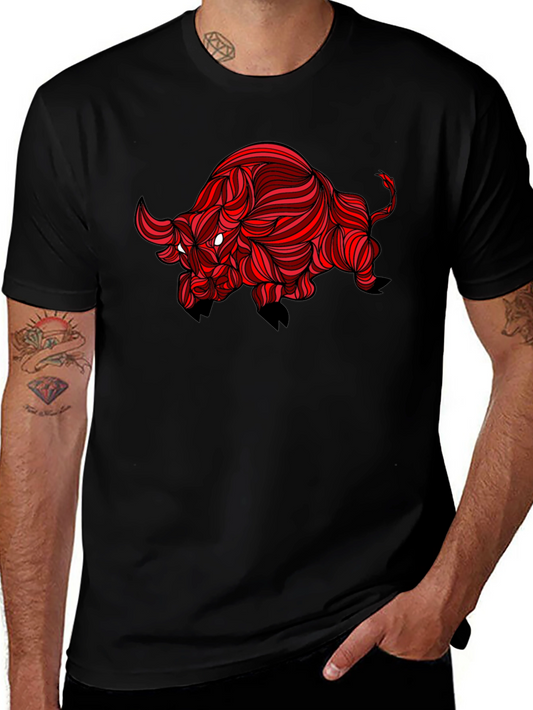 Stylized Red Bull Graphic Print Tee