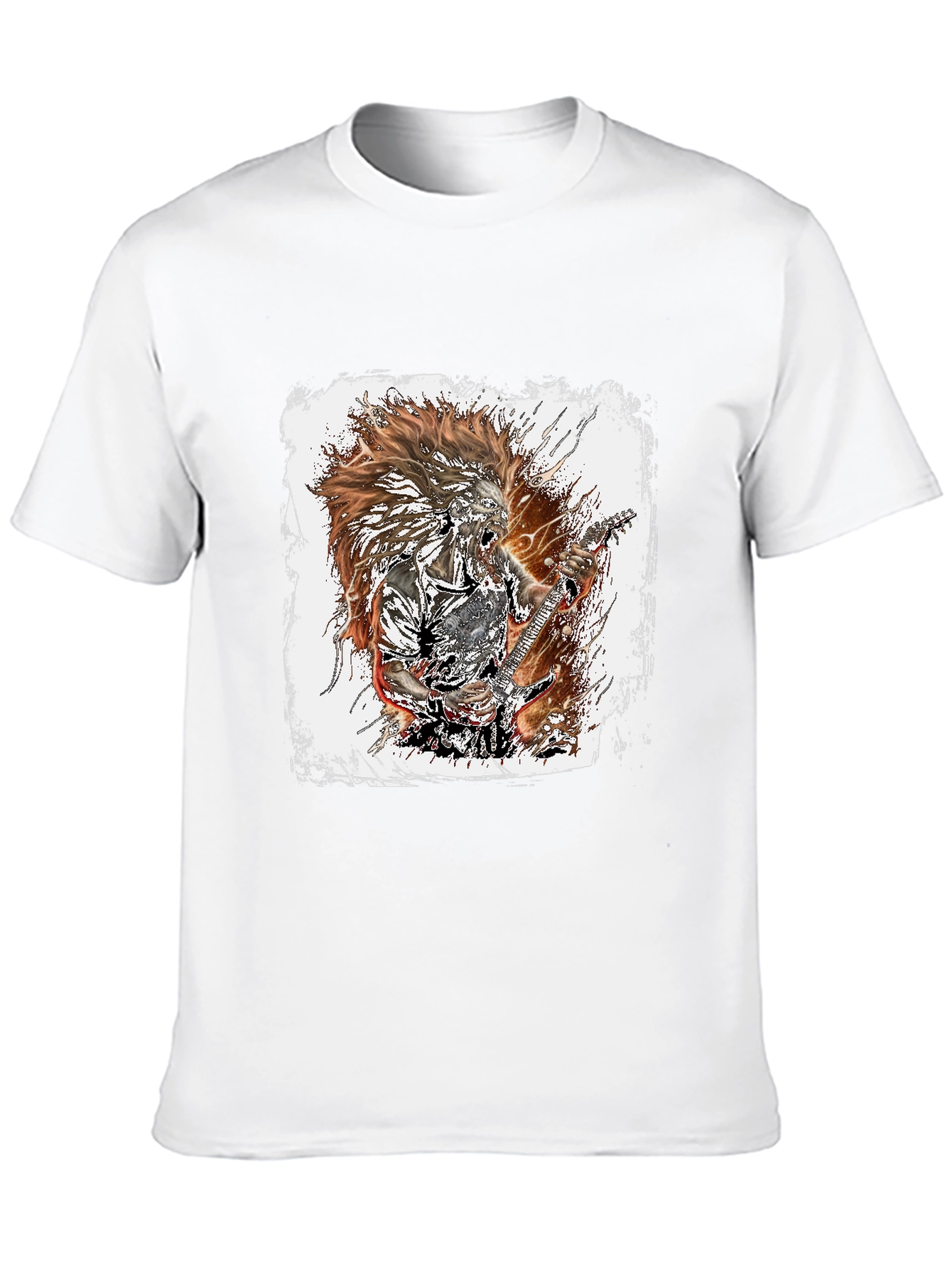 Black Graphic Tee - Rock Guitarist Design