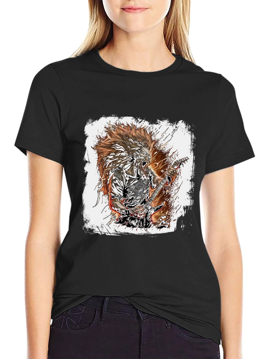 Black Graphic Tee - Rock Guitarist Design