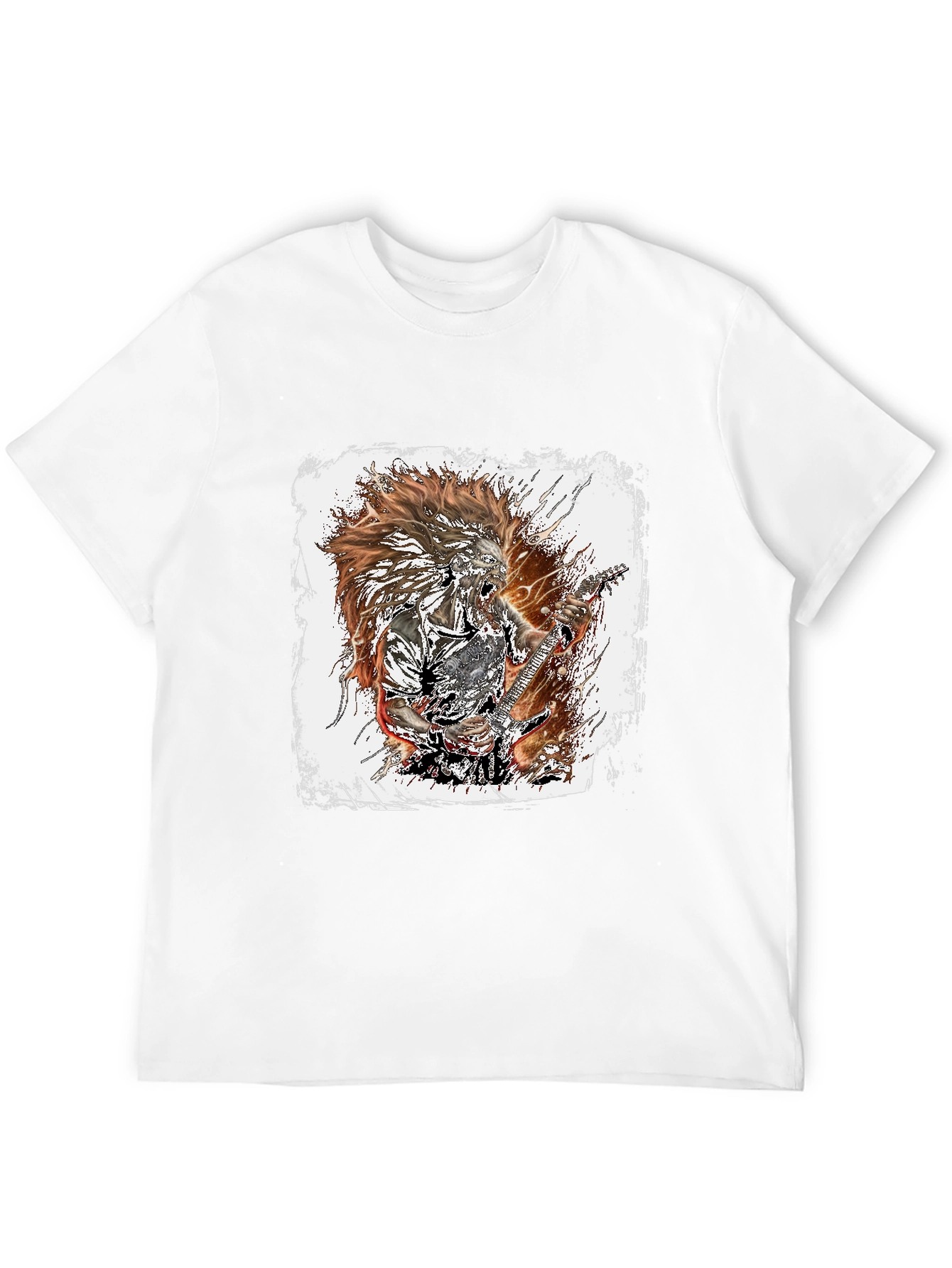 Black Graphic Tee - Rock Guitarist Design
